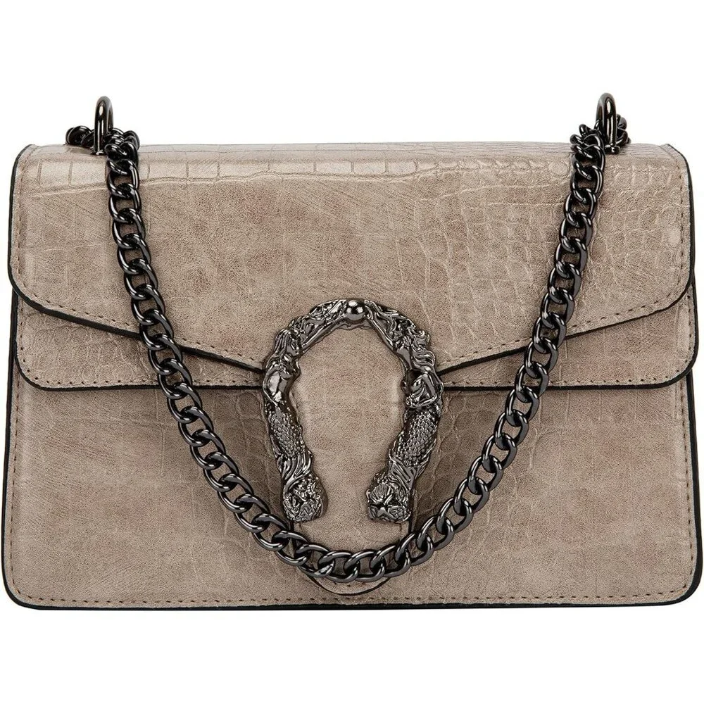 ⚡ Women's Snake Vegan Leather Print Casual Fashion Satchel Tan Crossbody Handbag